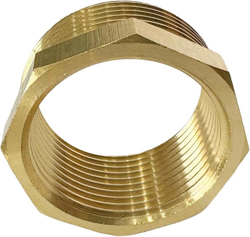 JENSWILL 1-1/2" NPT Male x 1-1/4" NPT Female Brass Reducer Hex Bushing Threaded Pipe Fitting Reducing Adapter Pack of 1 - Image 2